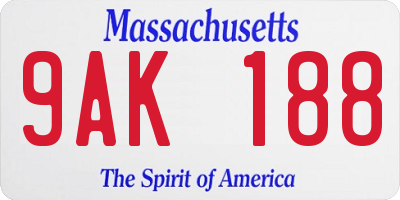 MA license plate 9AK188