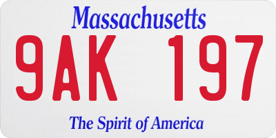 MA license plate 9AK197