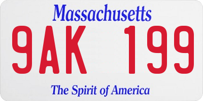 MA license plate 9AK199