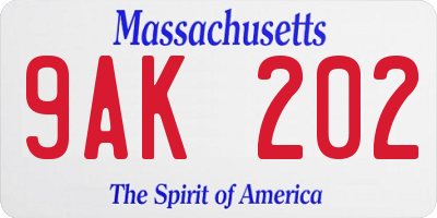 MA license plate 9AK202