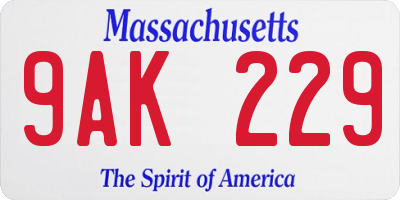 MA license plate 9AK229