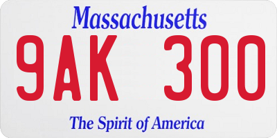MA license plate 9AK300