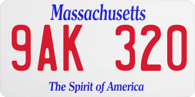 MA license plate 9AK320