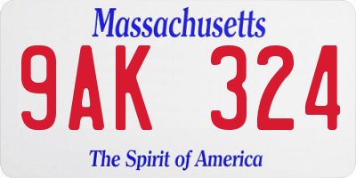 MA license plate 9AK324