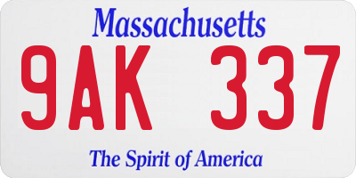 MA license plate 9AK337