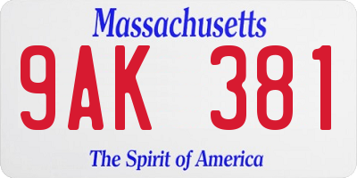 MA license plate 9AK381