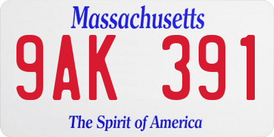 MA license plate 9AK391