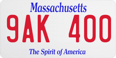 MA license plate 9AK400