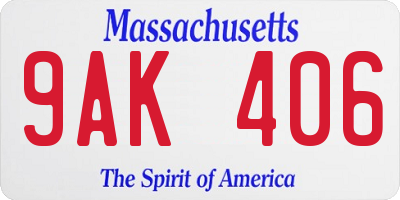 MA license plate 9AK406