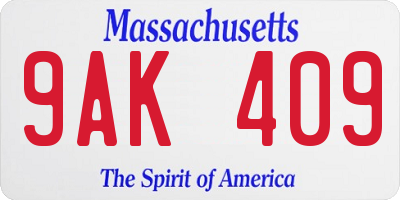 MA license plate 9AK409