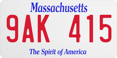MA license plate 9AK415