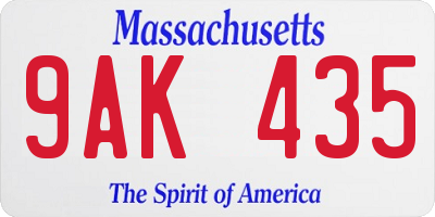 MA license plate 9AK435