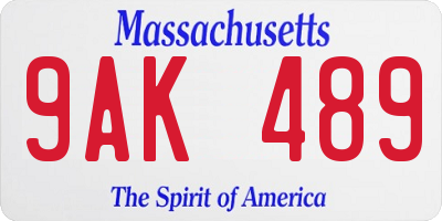 MA license plate 9AK489