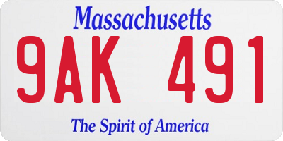 MA license plate 9AK491