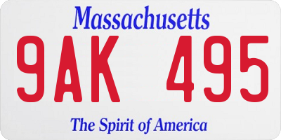 MA license plate 9AK495