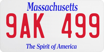 MA license plate 9AK499