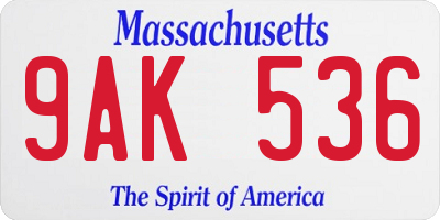 MA license plate 9AK536