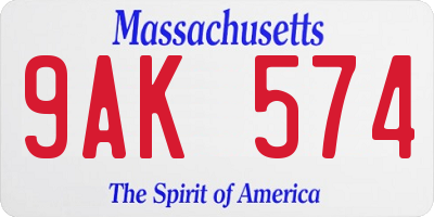 MA license plate 9AK574