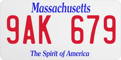 MA license plate 9AK679