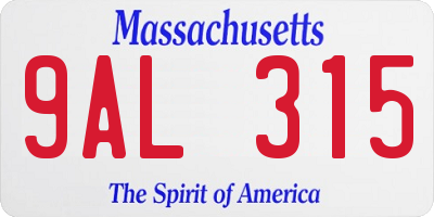 MA license plate 9AL315