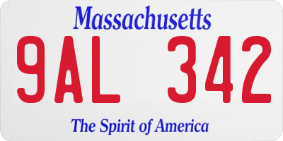 MA license plate 9AL342