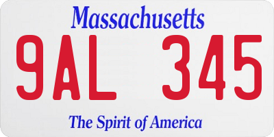 MA license plate 9AL345