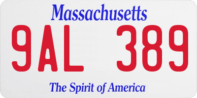 MA license plate 9AL389