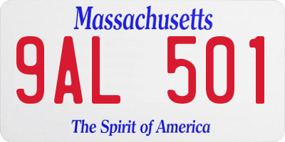 MA license plate 9AL501