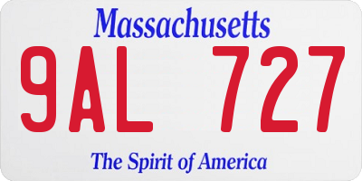 MA license plate 9AL727
