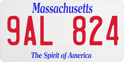 MA license plate 9AL824