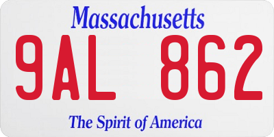 MA license plate 9AL862