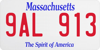 MA license plate 9AL913