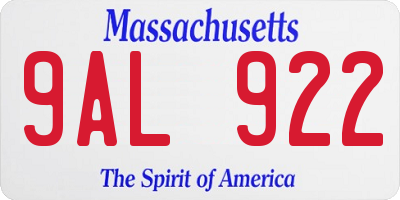 MA license plate 9AL922