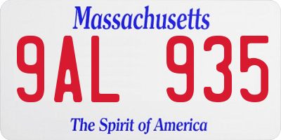 MA license plate 9AL935