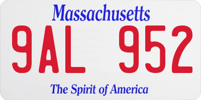 MA license plate 9AL952