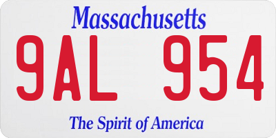 MA license plate 9AL954