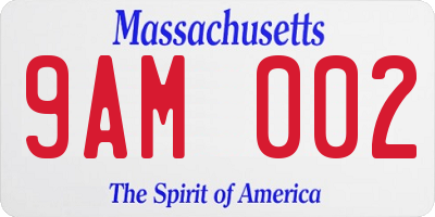 MA license plate 9AM002