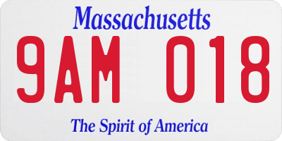 MA license plate 9AM018