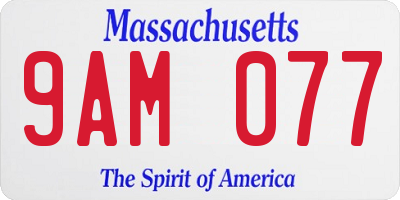 MA license plate 9AM077