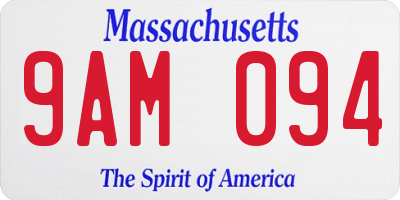 MA license plate 9AM094