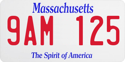 MA license plate 9AM125