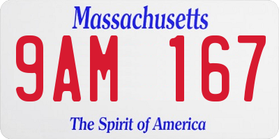 MA license plate 9AM167