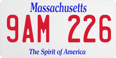 MA license plate 9AM226