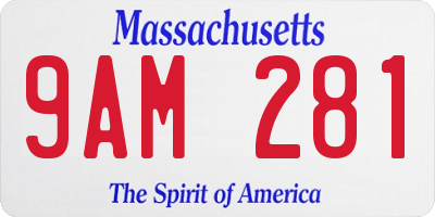 MA license plate 9AM281