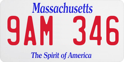 MA license plate 9AM346