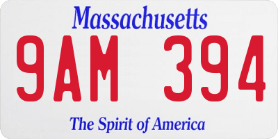 MA license plate 9AM394