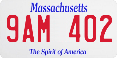 MA license plate 9AM402