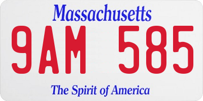 MA license plate 9AM585