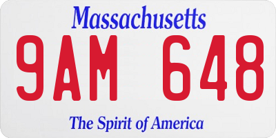MA license plate 9AM648