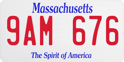 MA license plate 9AM676